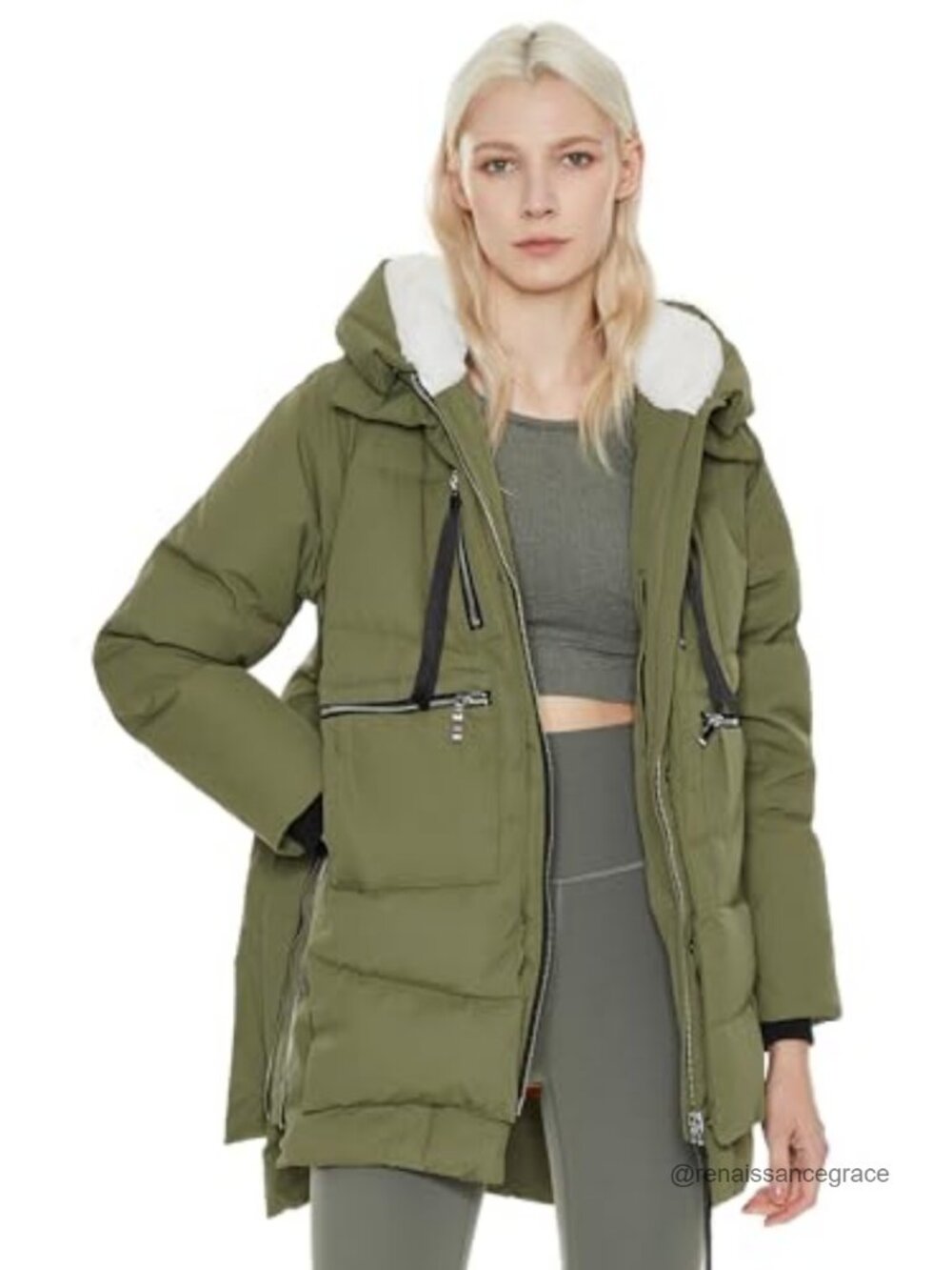 Women's Thickened Down Jacket Puffer Coat Winter Warm Fleece Hood Zip